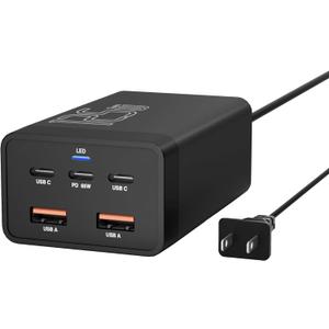 125W GaN 5-Port USB Charger,USB Fast Charging Station,Multi Ports Charging Hub with LED Display,Compatible with iPhone15/14/Pro/13/12,Galaxy S23/S22/S21, Note 20 Ultra, LG, HTC, and More