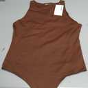 REORIA Butsmooth Womens Basic Sexy Sleeveless Racer Back Halter Neck Bodysuit Tank Tops (Medium, Coffee)