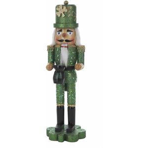 Kurt Adler 15-Inch Wooden Irish Nutcracker on Shamrock Base