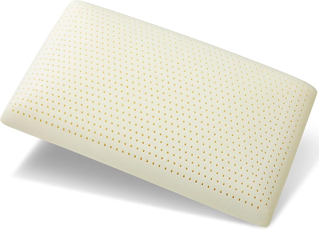 100% Talalay Latex Pillow, Luxury Queen Sleeping Bed Pillow for Side, Back, and Stomach Sleepers, Extra Soft Natural Latex Foam Pillow, Removable Breathable Cotton Cover (1, Queen (High Loft))