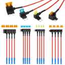 Cooclensportey 16 Pack 4 Types Fuse Tap, Upgraded 12V Car Add a Circuit Fuse Tap Kit - Standard Mini Micro2 and Low Profile Mini Fuses Taps, ATO ATC ATM APM Fuses Adapter Jumper for Cars Trucks Boats