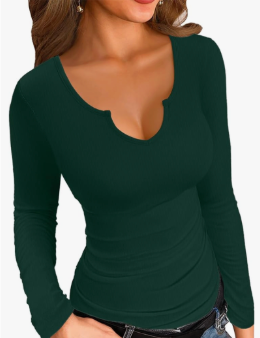 VICHYIE Womens Tops V Neck Summer Short Sleeve Casual Slim Fitted Tshirt Size Small