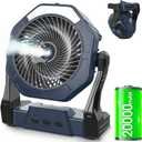 Ausic Misting Fan Portable, [Max 70H Runtime] 20000mAh Outdoor Cooling Fans for Patio, Water Spray Fan with Led Light, Beach Travel Camping Essential, 8 Inch Battery Operated Rechargeable Fans (Grey)