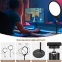10W 12" Ring Light with Desk Stand & Phone Holder, Dimmable 360 Rotatable LED Full Screen Computer Lamp for Zoom Meetings, Streaming, Gaming, TikTok,YouTube,Videos with Night Light Mode