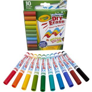 Crayola Washable Dura-Wedge Tip Dry Erase Markers, 10 Count