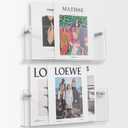 GENMOUS 2-Pack Clear Acrylic Magazine Holder, 15.5 Inch Wall Mount Hanging Bookshelf Magazine Rack - Brochure File Display Shelf for Waiting Room, Living Room, Office, Home