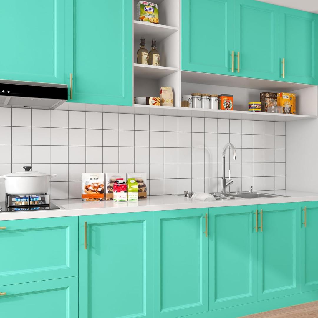 FunStick Aqua Green Wallpaper Peel and Stick Matte Blue Green Contact Paper for Cabinets Drawers Desk Waterproof Turquoise Removable Wall Paper for Bedroom Bathroom Kids Room Classroom Walls 15.8"x80"