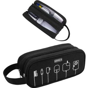 Electronics Organizer Travel Cable Cord Case Sleeve Soft Carrying Accessories Storage Bag Portable Double Layers All-in-One Pouch for USB Drive Charger Earphone,Zipper Wallet