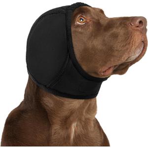 KOESON Dog Calming Hoodie - No Shake Ear Wraps for Dogs, Anxiety Relief & Noise Protection, Water Resistant Pet Ear Cover Muffs for Thunderstorms, Swimming, Firework, Grooming, Bathing, Black M