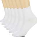 6 Pairs Ruffle Socks For Women Casual Ankle Socks Retro Soft (White, S)