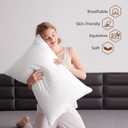 Luxury Feathers Down Pillow Queen Size, Hotel Quality Fluffy Bed Pillow, Soft Pillow for Sleeping, Organic Cotton Cover(20x28, Pack of 1)