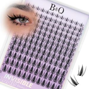 B&Q Fairy Lash Clusters - DIY Lash Extension at Home Beginner-Friendly Manga Lashes, 144pcs Eyelash Clusters with 0.3mm Invisible Band & Waterproof, Salon Look for Daily Work & Parties Fairy 8-18mm