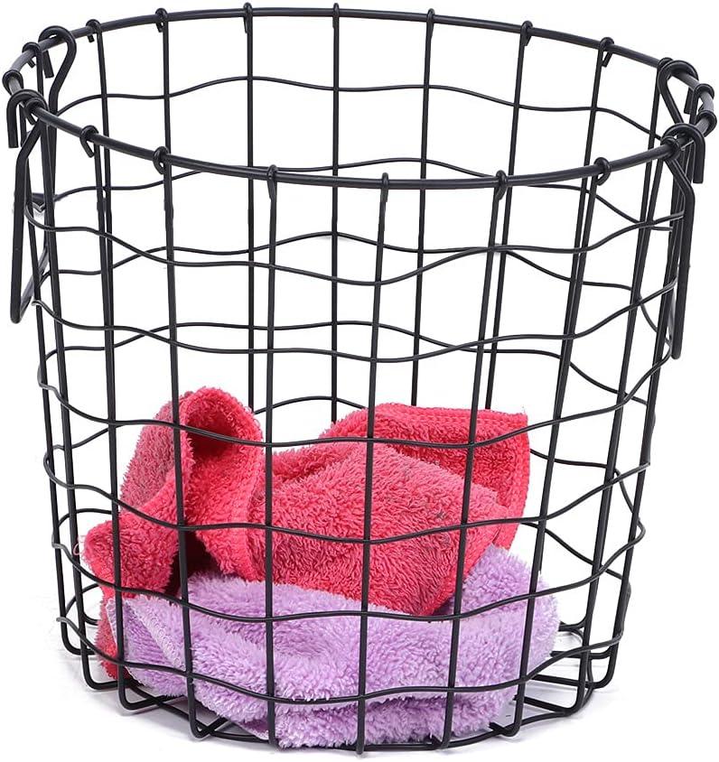 Small Laundry Basket,Round Metal Utility Storage Bin,9.8x9.8x8.5", 21.5x25x19cm