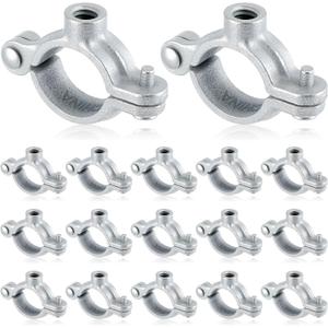 20 Pack 3/4" Split Ring Pipe Hanger for Thread Rod Galvanized Iron Mounting Bracket Support for Tubing Wall Ceiling Mount Combination Industrial Decor