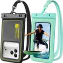 Floating Waterproof Phone Pouch 2 Pack, IP68 Waterproof Phone Case, Up to 8.3" Dry Bag for iPhone 17 16 15 14 Pro Max Samsung S25 Ultra S24 S23, Kayak/Beach/Cruise Travel Essentials - Black+Green