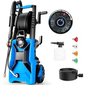 Electric Pressure Washer,5000 PSI 4.0 GPM Adjustable Pressure,Power Washer Electric Powered with Foam Cannon,4 Nozzles,33FT Hose and 500ml Soap Bottle for Home/Cars/Driveways/Patios/Fences(Blue)