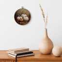 TLESKE Vintage Fall Pumpkins Round Wall Art Decor Framed 10x10, Autumn Rustic Farmhouse Canvas Wall Art Prints Artwork, Thanksgiving Wall Hanging Room Door Decor for Living Room Bedroom