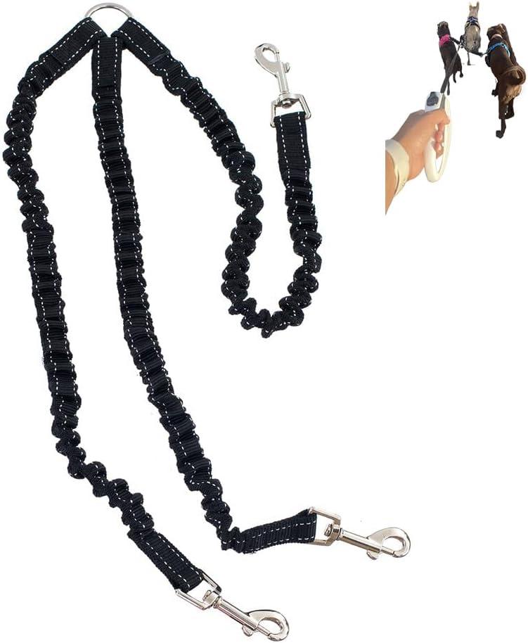 3 x Triple 3 Way Dog Leash Extender Couple No Pull Tangle Free Elastic Trio Bungee Cord Stretchy Heavy Duty Nylon Lead for Small Puppy Pups Muti Dogs Walking Training