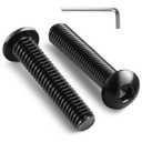 BNUOK 1/ 4-20 x 2 Inch Button Head Socket Cap Bolts Screws, 304 Stainless Steel 18-8, Fully Threaded, Black Zinc Plated, with Hex Spanner(20Pcs)