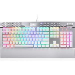 Redragon K550 RGB Gaming Keyboard, 104 Keys + 12 Macro G Keys Wired Mechanical Keyboard w/Aluminum Top Plate, Custom Clicky Purple Switch, Extra USB Port & Wrist Rest