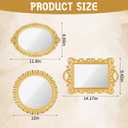YEXEXINM 3 Styles Vintage Gold Mirror Set Decorative Antique Mirrors for Wall Hanging Vanity Table Mirrors with Stand Resin Frame Retro Mirror for Living Room, Bedroom, Dresser & Photography Decor