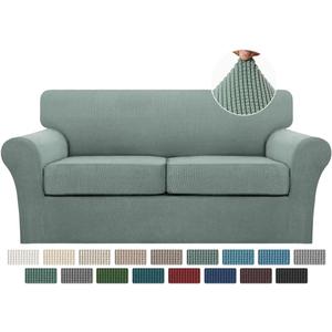 Turquoize 3 Piece Sofa Covers for 2 Cushion Couch Sofa Slipcover Soft Couch Cover for Dogs-Washable Sofa Furniture Covers with 2 Individual Cushion Covers (2 Cushion Sofa, Dark Cyan)