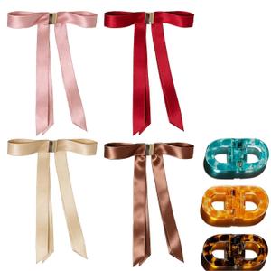 Magnetic Hair Clips 7 pcs Set - 4 Bow & 3 Figure-8 No-Slip Hair Accessories, Strong Hold No-Crease Clips for Women, Everyday & Special Occasion Hairstyles