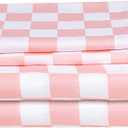 Best Season Bed Sheet Set 3 Piece -Twin Size-Soft Durable Microfiber Bedding Sheet Set,Deep Pocket,Stain,Fade & Wrinkle Resistant Green and White Checkerboard Grid(Plaid Coral&White)