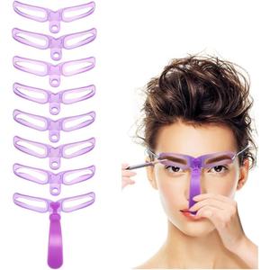 Eyebrow Stencils, Eyebrow Template, Eyebrow Shaping Kit,8 Styles Reusable Eyebrow Stencil with Handle and Strap, Washable