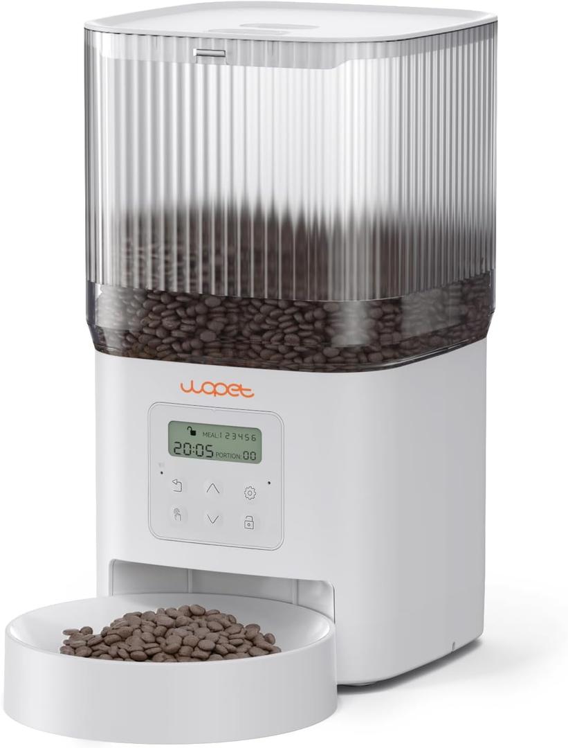 WOPET Automatic Cat Feeder, 4L Automatic Dog Feeder with 180-Day Battery Life, Programmable Cat Food Dispenser with Stainless Steel Bowl1-6 Meals Per Day (White) WOPET Automatic Cat Feeder, 4L Automatic Dog Feeder with 180-Day Battery Life, Programmable Cat Food Dispenser with Stainless Steel Bowl1-6 Meals Per Day (White)