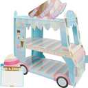 JO&FO Cute Car 3 Tier Cupcake Stand Ice Cream Van Stand Cars Display Stand Bus Cupcake Cake Stand Truck Paper Cupcake Holder for children's Birthday Party Decorations (BLUE)