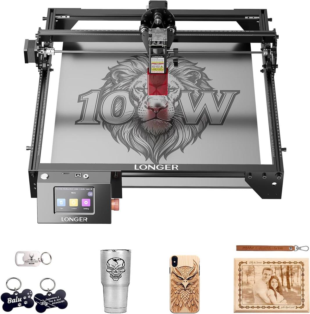 LONGER Ray5 Laser Engraver and Cutter Machine,10W Laser Engraver with 3.5" Touch Screen, Offline Use, 24000mm/min, CNC DIY Engraving Machine for Wood, Metal, Acrylic & Glass, 400 * 400mm