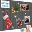 Large Cork Board for Walls, Yunihome 12 Pack 36" x 48" Felt Bulletin Board Wall Tiles for Home Kitchen School Office Wall Decor with Assorted Colors DIY Decorative Push Pins Sets