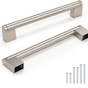 Knobonly 5 Pack Dresser Handles 6-3/10 inch (160mm) Hole Centers, Cabinet Pulls Brushed Nickel, Kitchen Cabinet Handles