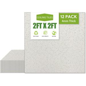2ft x 2ft Printed Pro Ceiling TileDrop Ceiling Tiles 24 x 24in. Waterproof, Washable and Fire-Rated - Reusable - High-Grade PVC to Prevent Breakage-Package of 12 Tiles