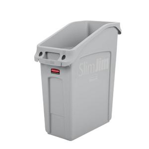 Rubbermaid Commercial Products Slim Jim Under-Counter Trash Can with Venting Channels 13-Gallon Gray Fits Under Desk/Cabinet/Sink Pack of 1