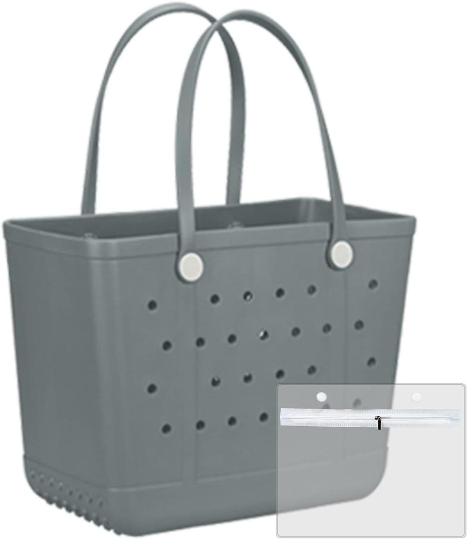 Tote Bag for Women - Large Rubber Beach Bag, Medium Waterproof Sandproof Travel Tote Bags for Beach Outdoor Sports (Immersion Gray)