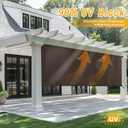 sunoff Outdoor Roller Shades, Cordless Patio Roller Up Blinds with Shade Cloth for Porch Gazebo Pergola Balcony Backyard, 2 Poles & 1 Fabric, Mocha, 72" Wx96 H