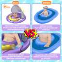 Baby Pool Float with Removable UPF50+ Sun Protection Canopy, Octopus Baby Swim Floats for 6-24 Months Infant, Extra Wide Dual Design, Adjustable & Breathable Seat