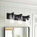 BONLICHT Modern 3-Light Vanity Light Fixture Black Bathroom Wall Light Over Mirror with Clear Glass Shade, Rustic Vintage Wall Sconce Lighting Farmhouse Wall Mounted Lamp for Powder Room Hallway
