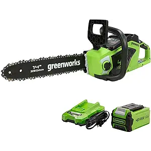 Greenworks 40V 14" Chainsaw, 2.5Ah USB Battery and Charger Included