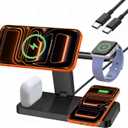 4 in 1 Wireless Charging Station, 15W Fast Wireless Charger for Mag-Safe Magnetic Charging Stand for iPhone 17 Pro Max/17 Air/16 Pro/16 Plus/15/14/13/12 mini,AirPods Pro,Apple Watch Series,Black