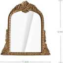 Small Gold Vintage Mirror, Antique Arched Tabletop Makeup Mirror, Hand-Carved Frame, 11" x 11.2" for Bedroom, Living Room, Vanity