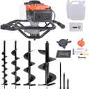 Gas Powered Post Hole Digger Earth Auger - 72cc 4-Stroke Engine with 4"/6"/8"/12" Drill Bits & 8"/12"/20" Extension Rods for Farmland, Garden, Planting