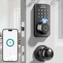 Ulecoce Fingerprint Keypad Deadbolt with Handle Set, Keyless Entry Door Lock, Door Locks for Front Door Lock Set, App Control, Auto Locking, Easy to Install, Silver