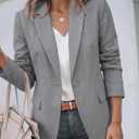 Cicy Bell Women's Casual Blazers Open Front Long Sleeve Work Office Suit Jackets Blazer (Gray, XS)