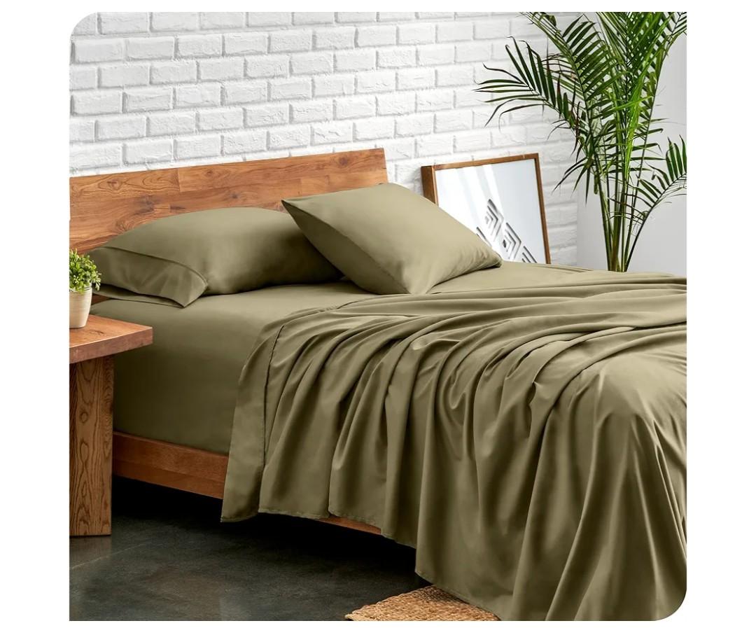 Bare Home Queen Sheet Set - Soft Microfiber Queen Bed Sheets, Pieces of 6,  cases for pillow, 20×25"(2), 30×19"(2).  8F×6.8F,  light green