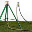 Orbit 1/2 Inch Brass Impact Sprinkler - Adjustable Metal Tripod - Long Range Lawn Watering System - 360 Degree Rotating Sprinkler - Heavy Duty Irrigation System - Adjustable 22-48 Inch Height - 58308