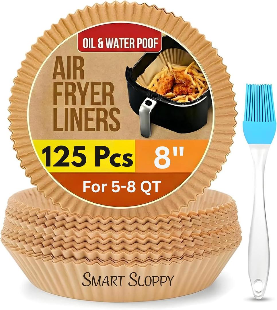 Air Fryer Liners Disposable Parchment Paper Liner Airfryer Basket inserts Filter Sheets (125, 8" Round)