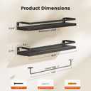 AMADA HOMEFURNISHING Bathroom Shelves with Towel Bar, Floating Shelves, Wall Shelves for Bathroom/Living Room/Kitchen/Bedroom, Black, Set of 2 - AMFS01B, 2 Pack Shelves